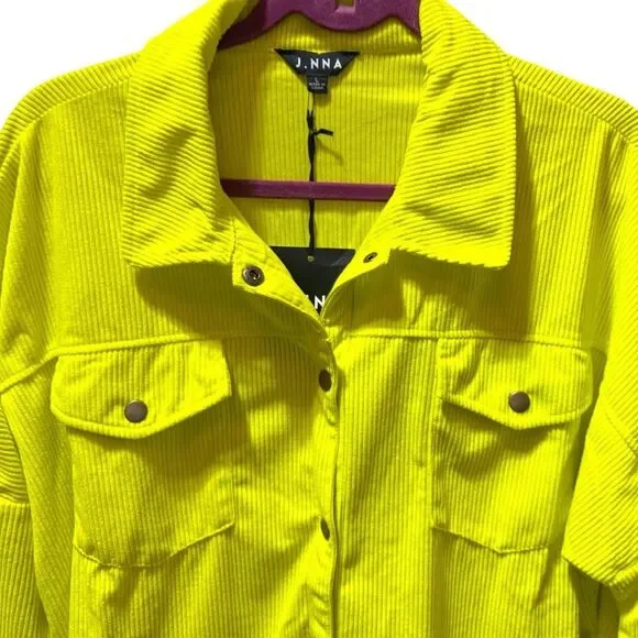 J.NNA Chartreuse Corded Snap Down High Low Shacket – Size Large NWT - Picture 13 of 16